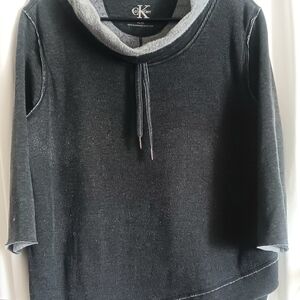 Calvin Klein Black and Gray Cowl Neck Sweater